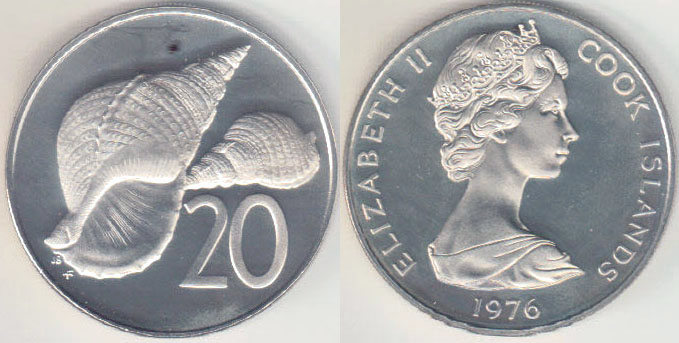 1976 Cook Islands 20 Cents (Proof) A001291